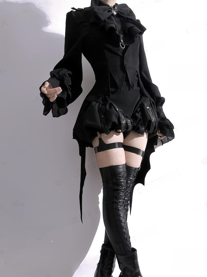 Kali Sheep~Midnight~Gothic Lolita Black Shorts Suit Prince Style Shirt   