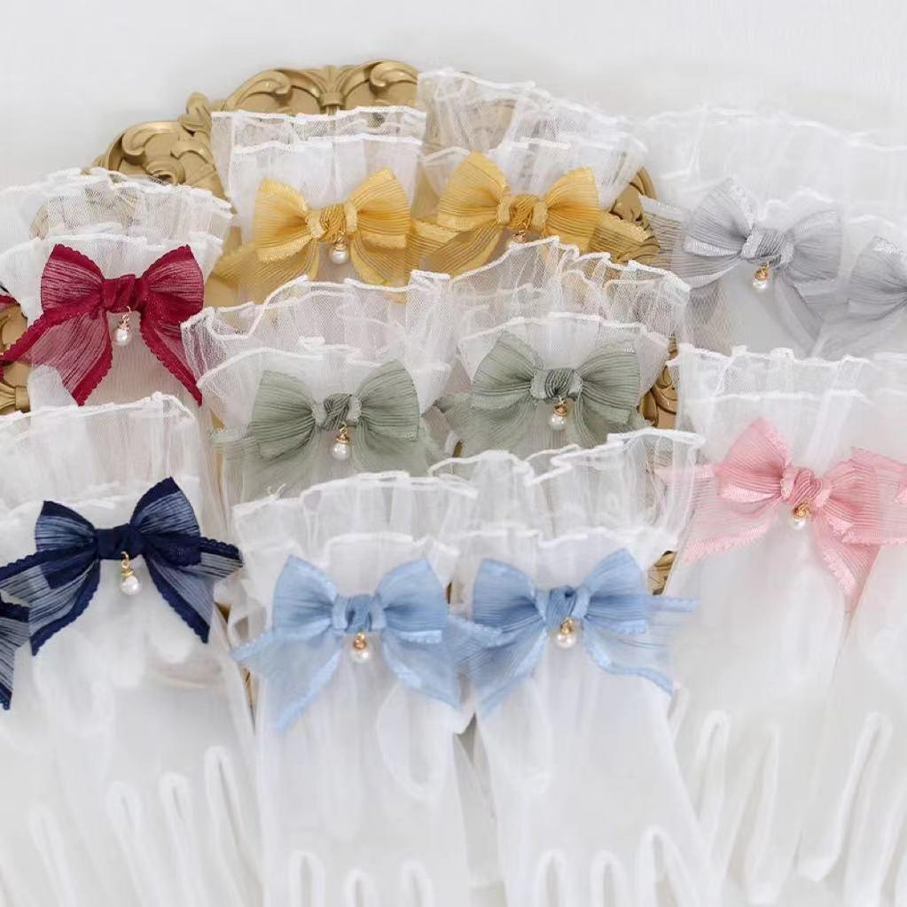 Xiaogui - Elegant Lolita Bow Gloves Retro Lolita Lace Glove