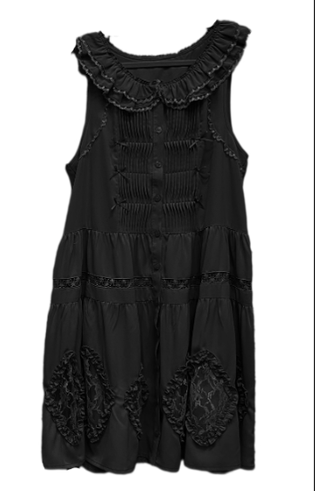 Little Dipper~Daily Lolita Hollowed-out Apron Dress Multicolors S black ( sleeveless) 