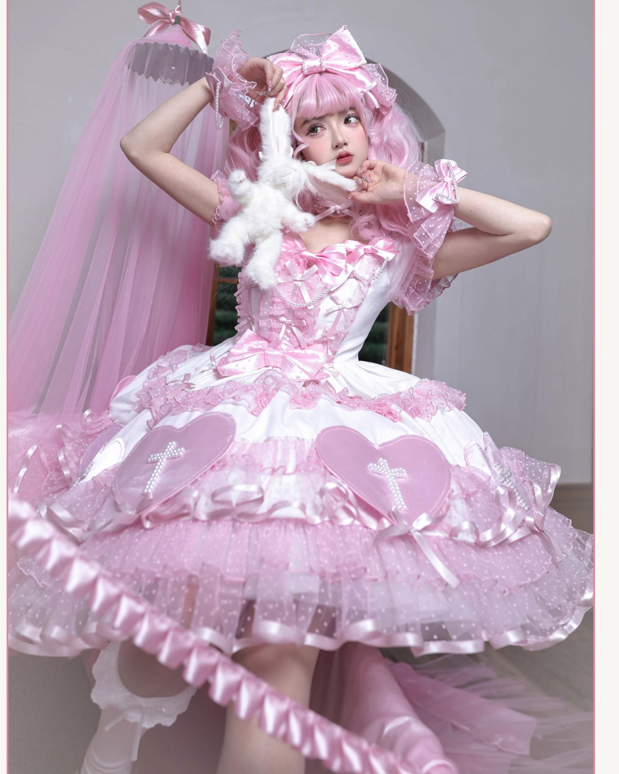 Showa Cross Lovers - Old School Lolita Heart Shaped OP Dress Accessories 39228:617142