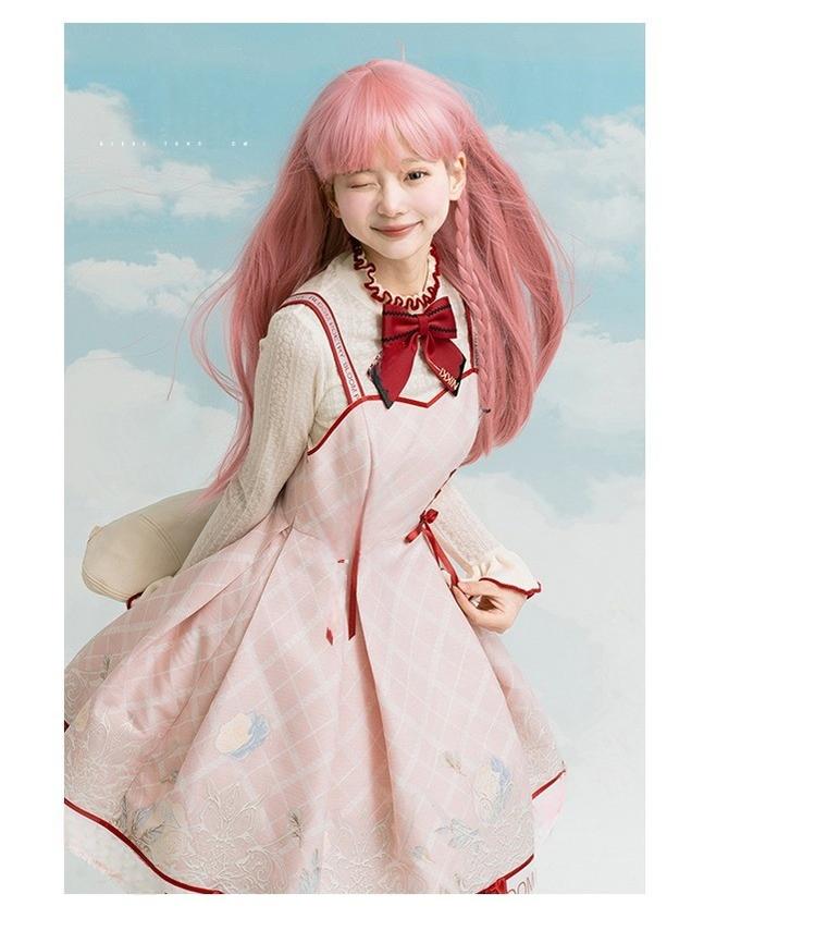 Nikki Tomorrow~Poetic Bloom~Pink Sweet Lolita JSK Dress and Sweater