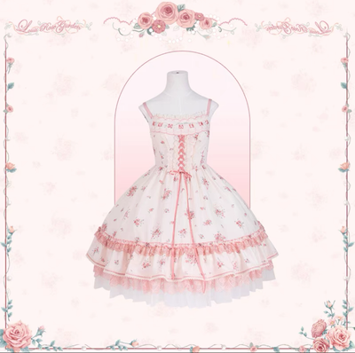 Flower and Pearl Box~Rose Garden~Elegant Lolita Dress Bridal Floral Dress XS Printed JSK 