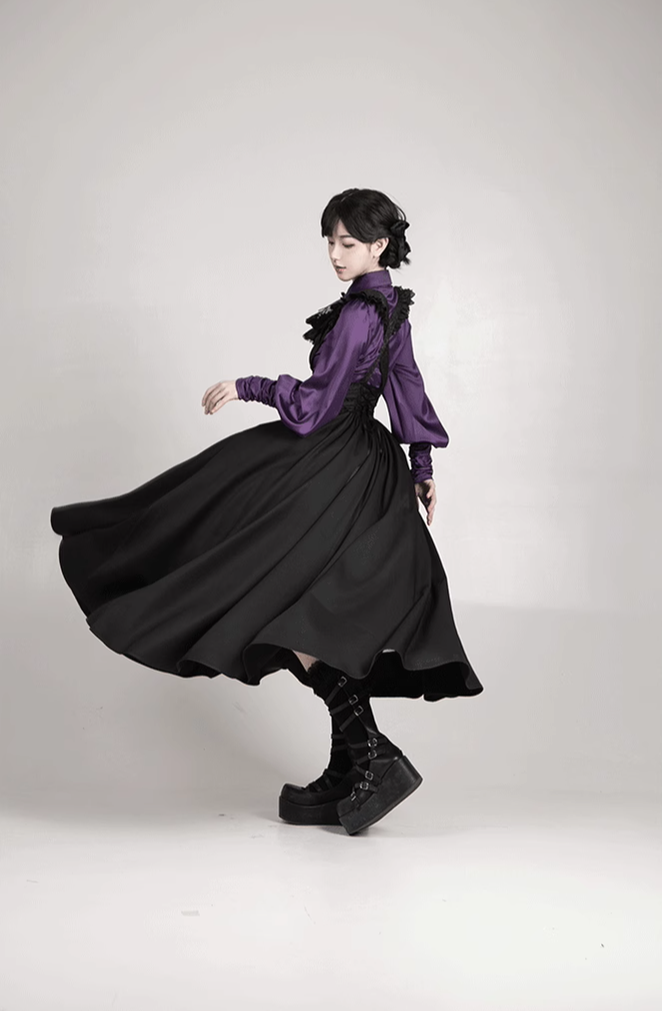 With PUJI~Thorny Night~Gothic Lolita Bust-supporting Skirt With Removable&Adjustable Strap
