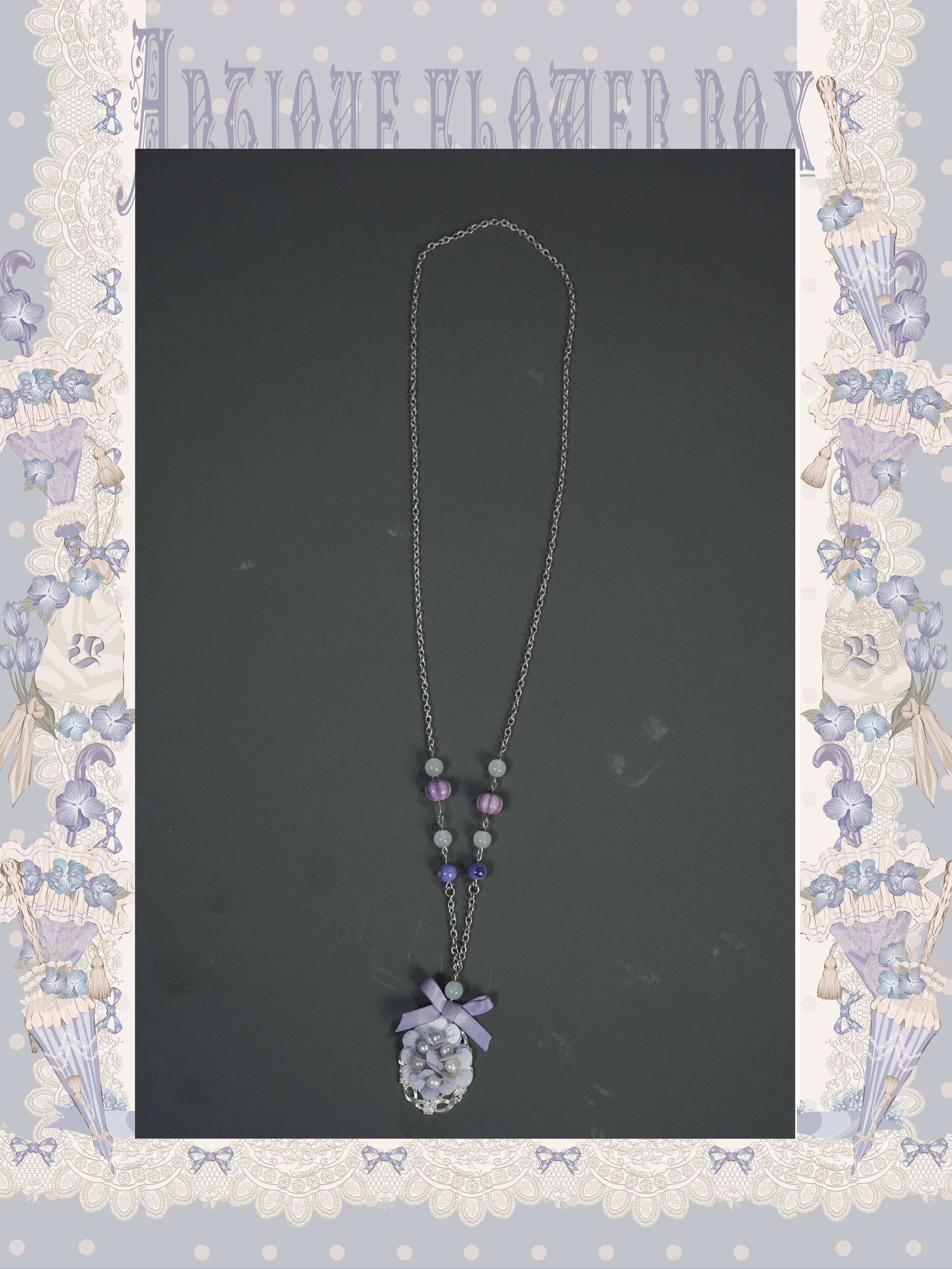 NanShengGe - Purple Memoirs - Floral Themed Classic Lolita Accessory Chain Necklace One Size