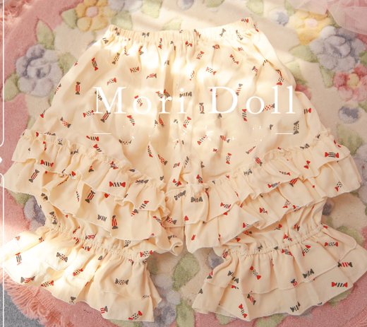 Mori Doll - Candy and Rabbit Ears - Sweet Lolita Innerwear Bloomers Multicolors S yellow candy print
