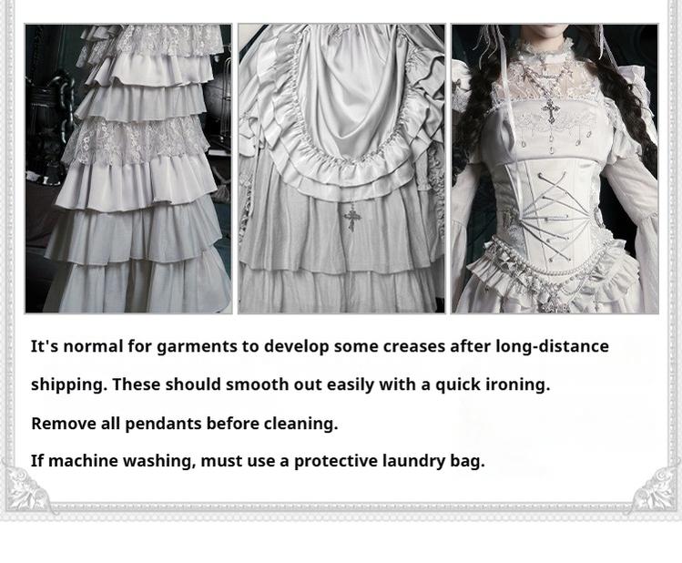 With PUJI - Letter and Poetry · Humanoid Robot - Silver Gothic Lolita Mermaid Skirt Set 43861:787601