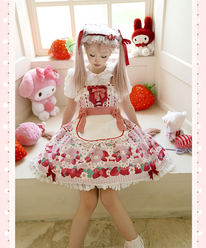 Confession Balloon~Strawberry Beloved~Sweet Lolita JSK Strawberry Print Lolita Dress 40950:694354