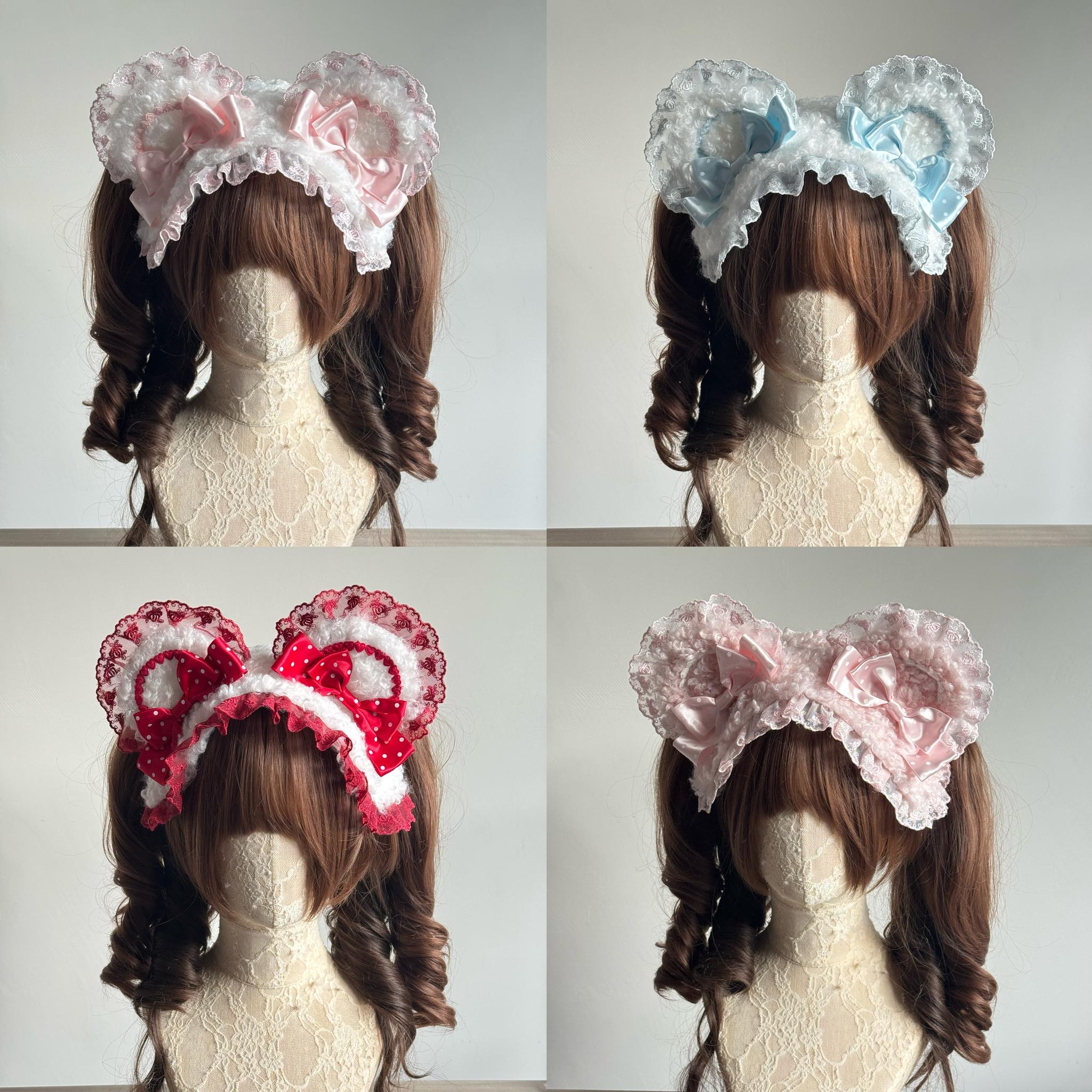 MAID - Sweet Lolita Handmade Lace Headband, Bear Ear Design 44106:795914