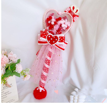 Sweetheart Endless~Sweet Lolita Fairy Wand Handmade Multicolor Heart Shaped red-pink heart fairy wand  