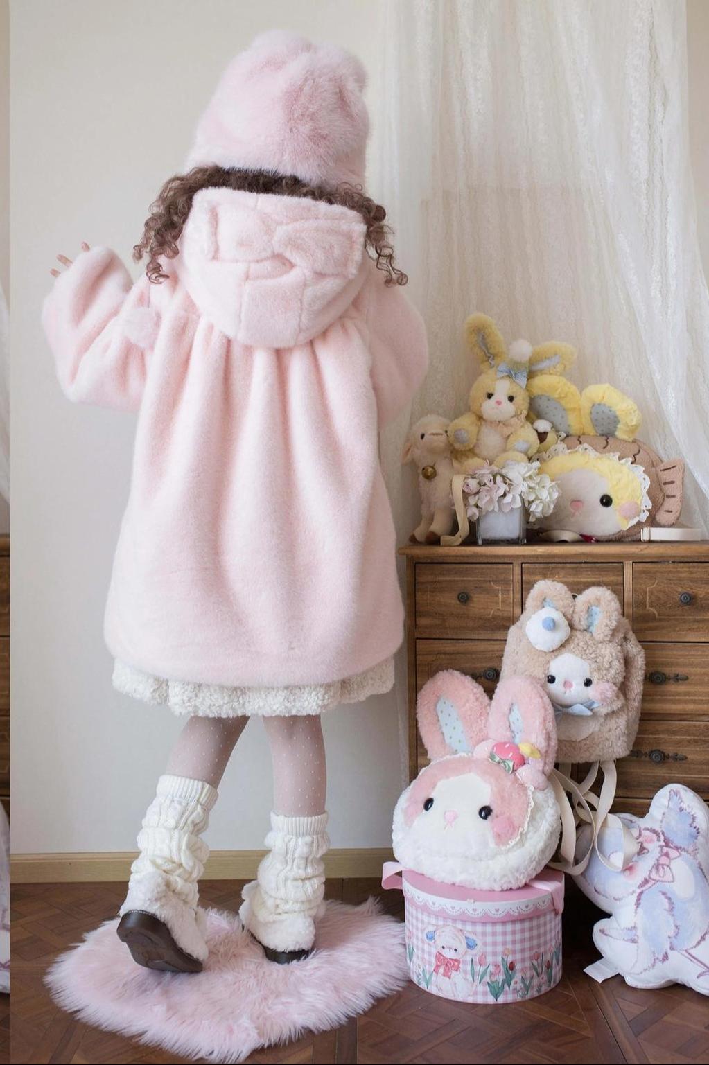 MIST~Cream Cheese~Winter Kawaii Lolita Overcoat Thickened Hooded Loose Outwear