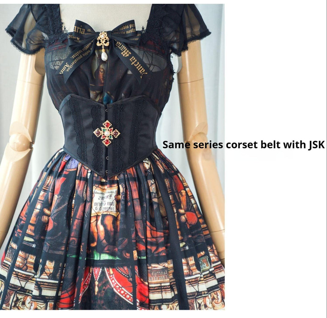 GOTHIC LOLITA~Rosary in the illusional library~Gothic Lolita Print JSK Dress