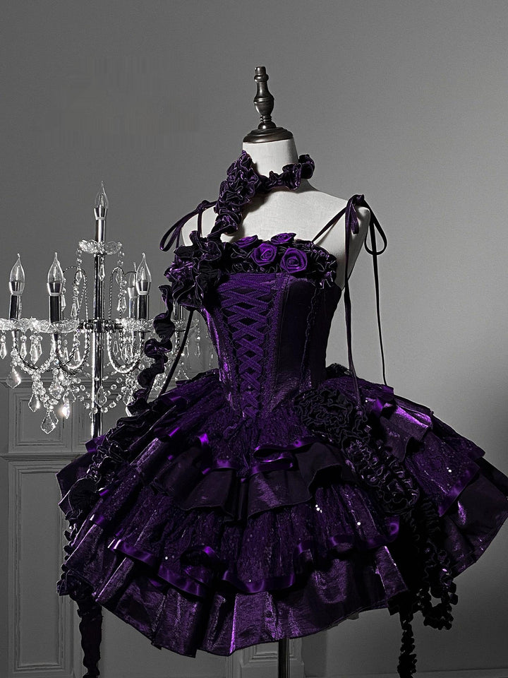 Silent Manor~Purple Gothic Lolita JSK with Built-in Soft Fishbone