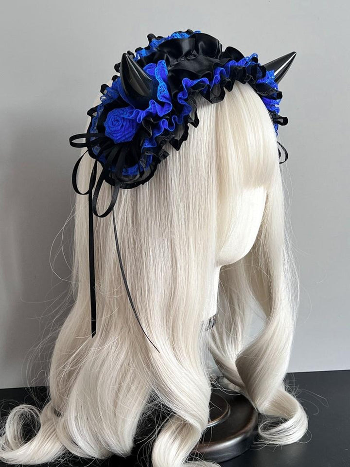 MAID~Gothic Lolita Halloween KC Devil Horn Hairband Customizable Color