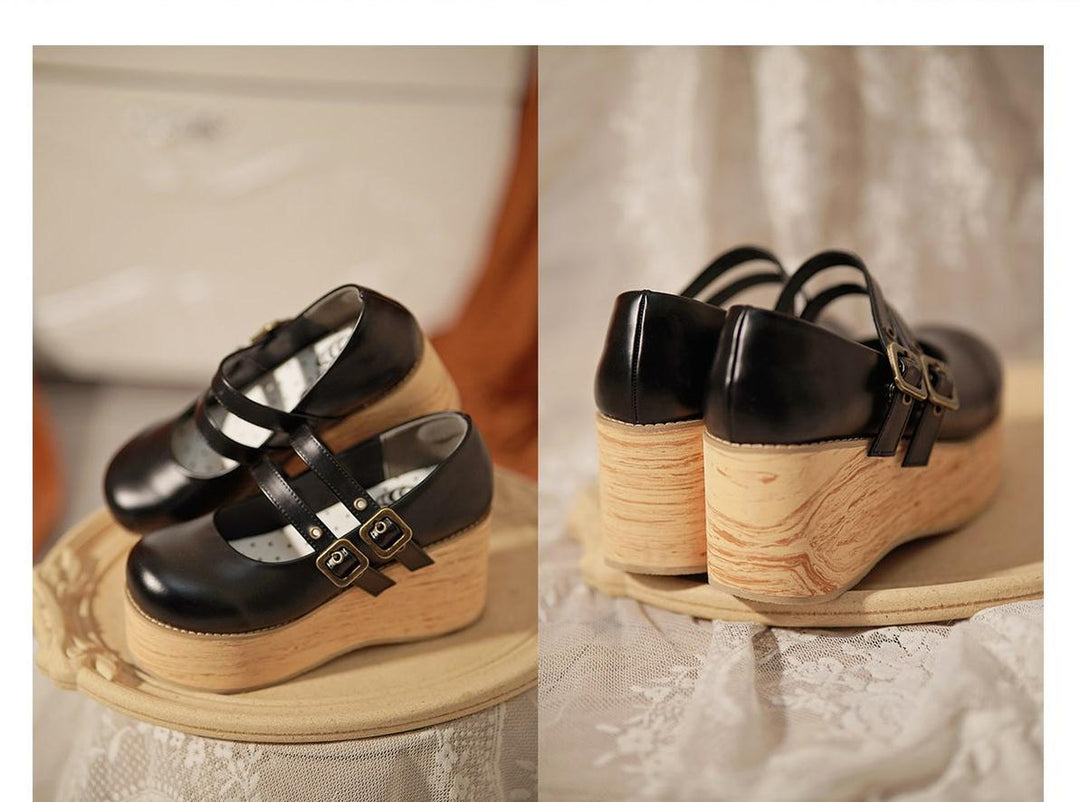 (Buy for me) MODO~Retro Lolita Round Toe Wood Bottom Shoes 22594:319916