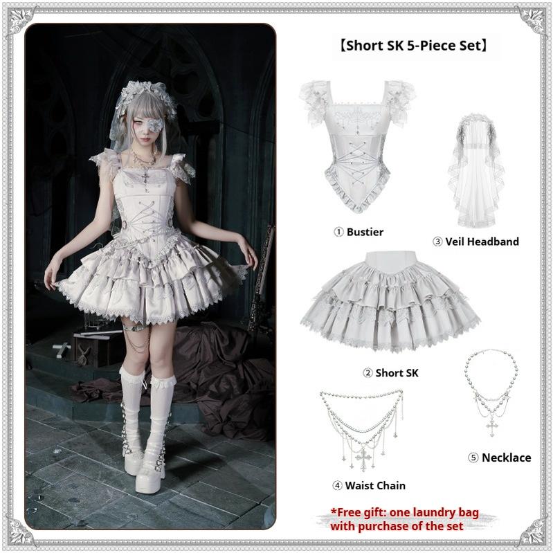 With PUJI - Letter and Poetry · Humanoid Robot - Silver Gothic Lolita Mermaid Skirt Set (L M S) 43861:787599