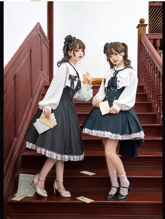 One Button~3.0 Star Astrologer~Classic Lolita JSK Stripe Eight-panel Lolita Skirt