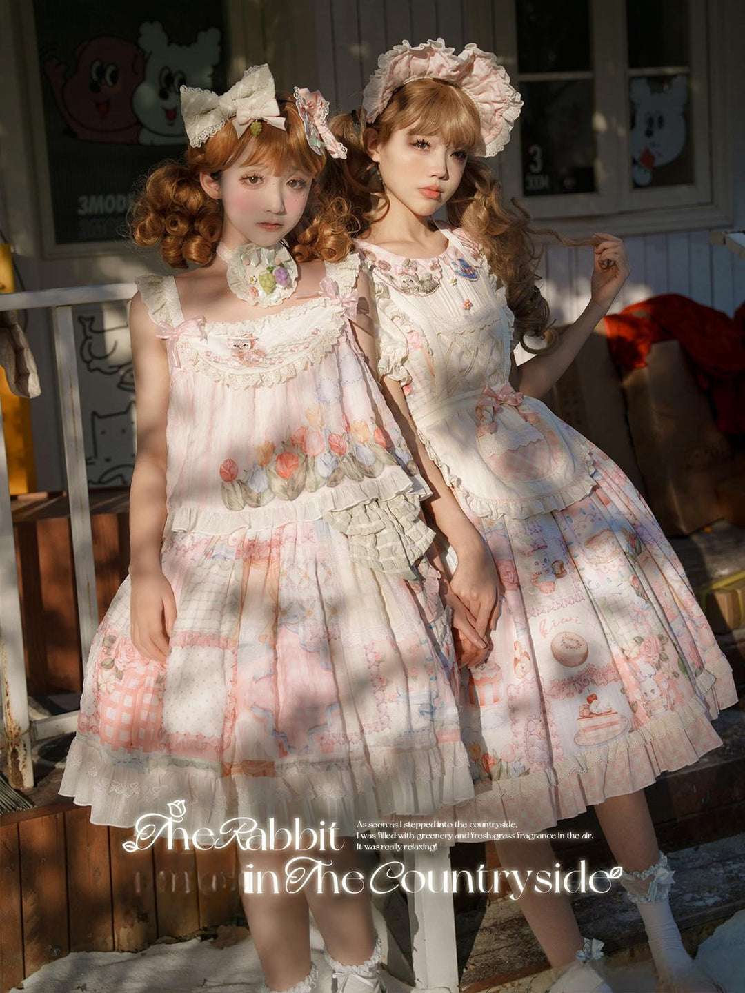 Mewroco~Country Patchwork~Sweet Lolita Dress Set Print OP SK Shirt and Camisole