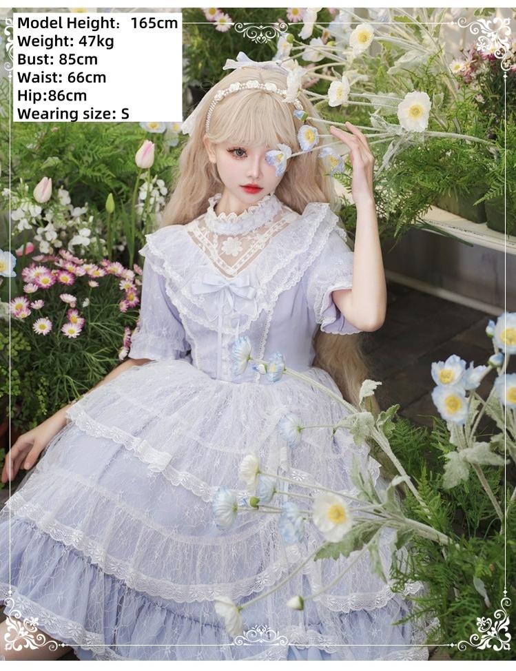 Eieyomi~Iris Love~Classic Lolita OP Princess Lolita Puff Dress and Veil   