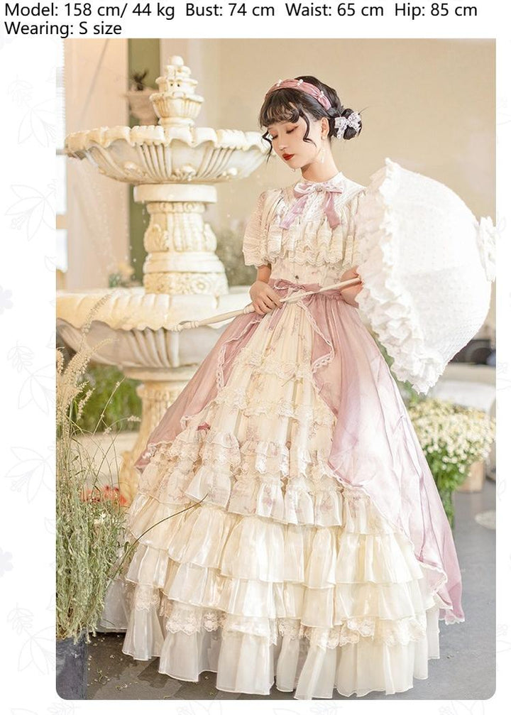 With PUJI~Nanke~Classic Lolita OP Dress Outfit with Edwardian Collar 41366:693216