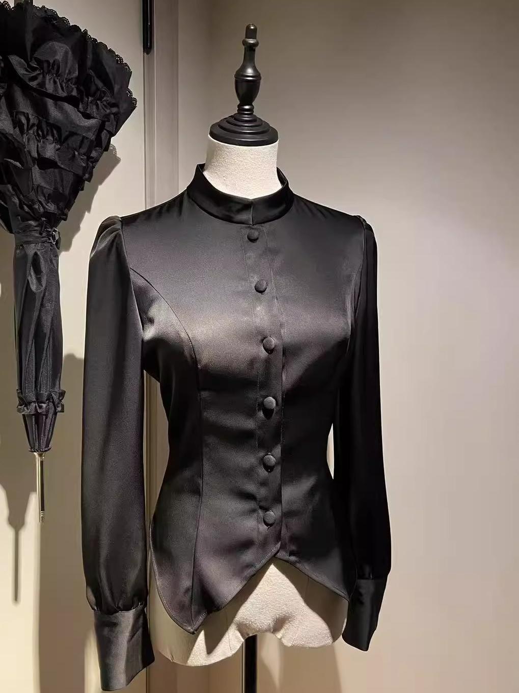 LetterfromGod - Night Guardian - Acetate Ouji Lolita Shirt With Split Hem/Adjustable Strap Black Shirt S