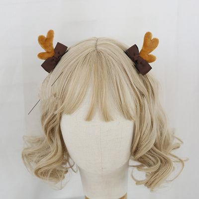 Xiaogui~Kawaii Lolita Deer Horns Hair Clips Christmas   