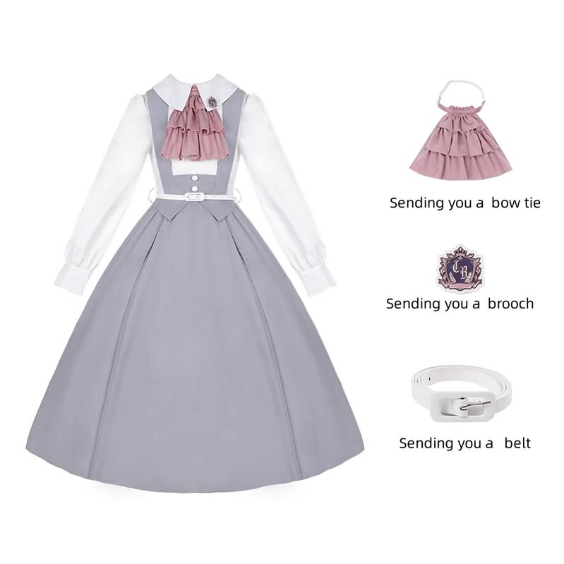 With PUJI~Martha College~Preppy Style Lolita OP Dress Spring Straps Dress S Preppy Style OP 