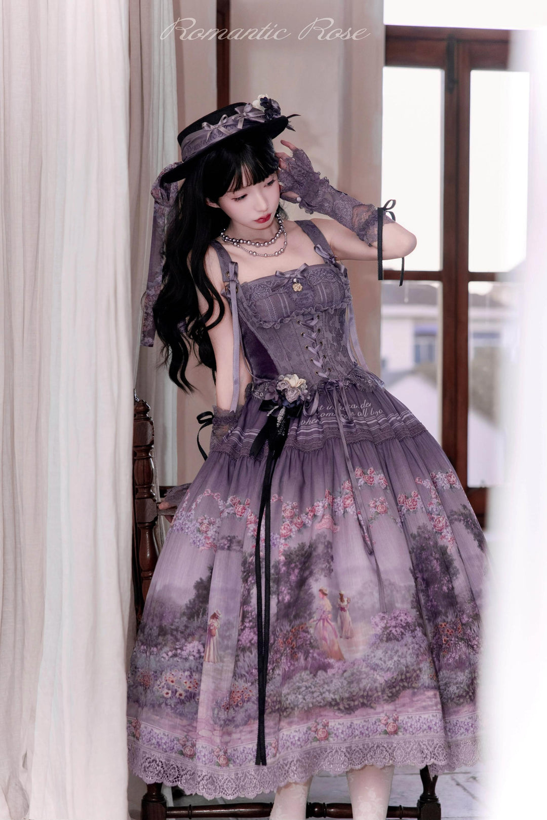 ZUOlanrichen~Romantic Rose~Classic Lolita Dress Set Printed JSK Skirt with Bodice 42157:729375