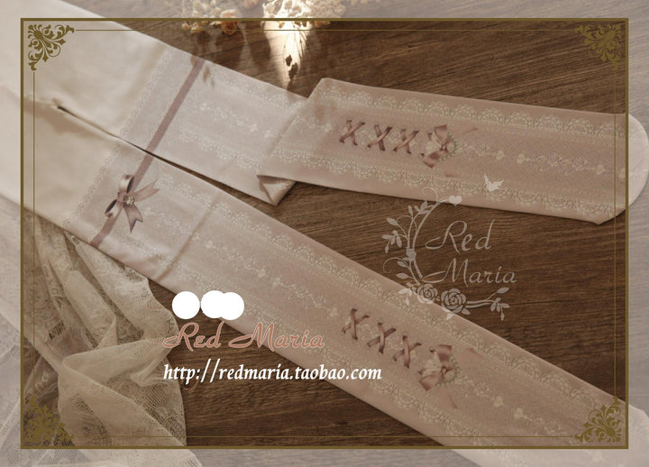 Red Maria - Lace Printed Bow 80D Lolita Tights Multicolors