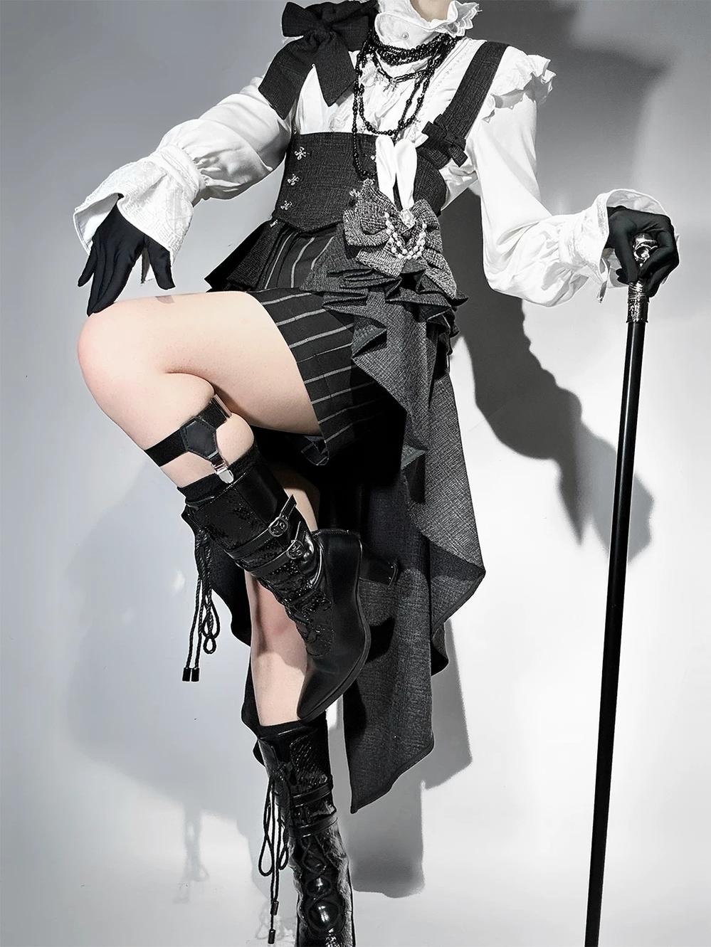 Rabbit Theater - Ouji Lolita Blouse and Waistband Set, Suspender-style 45982:870581