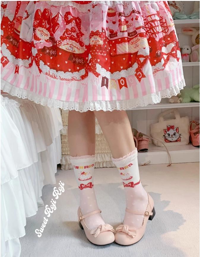 Roji Roji~Sweet Lolita Socks Cake Pattern Winter Socks