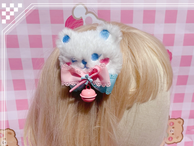 Pretty Girl Lolita - Sweet Lolita Pink-blue Accessories a bear hair pin