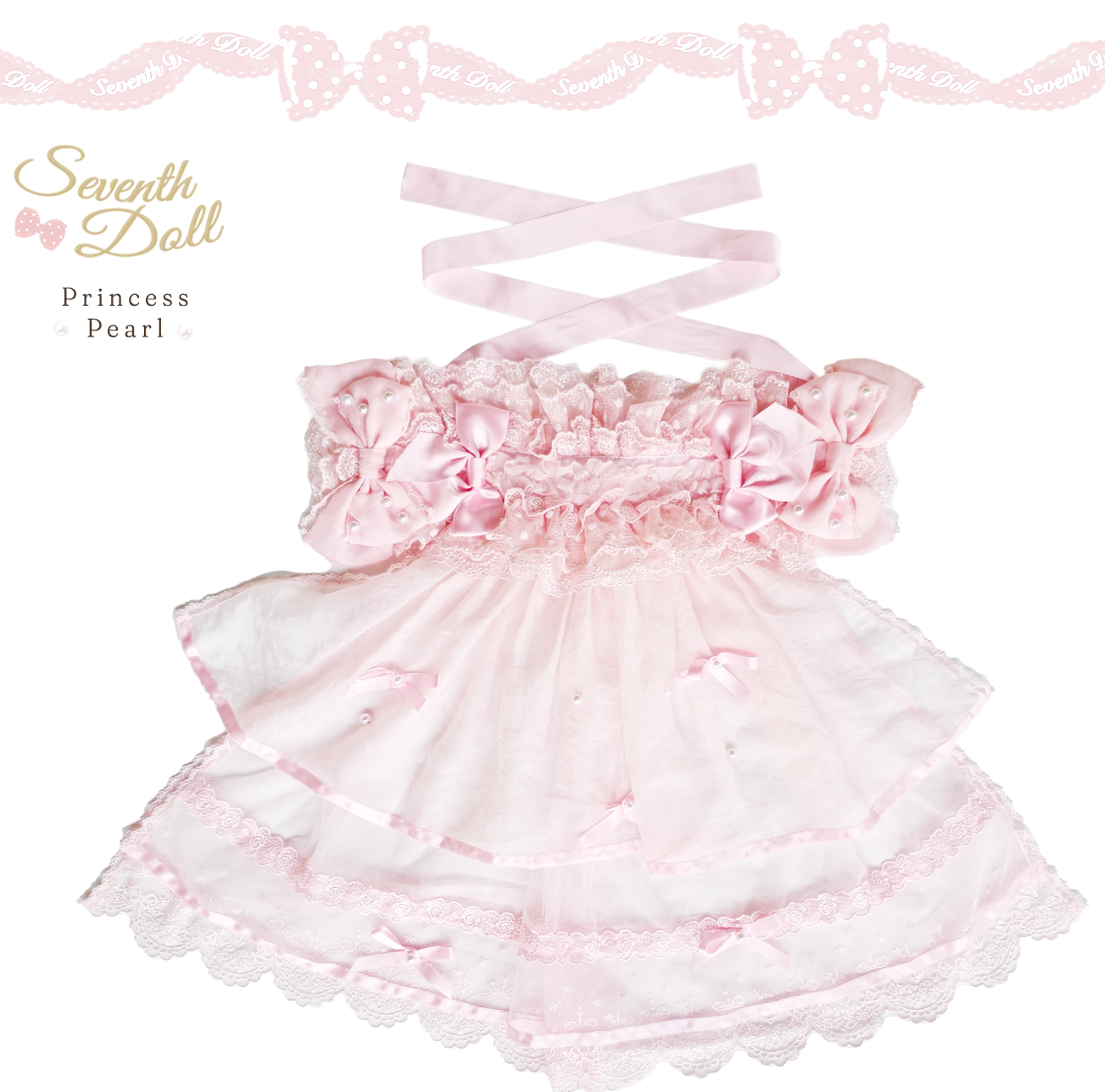 Pearl Princess - Old School Lolita Pink Dress, Pearls & Bows (L M S XL) 45179:838282