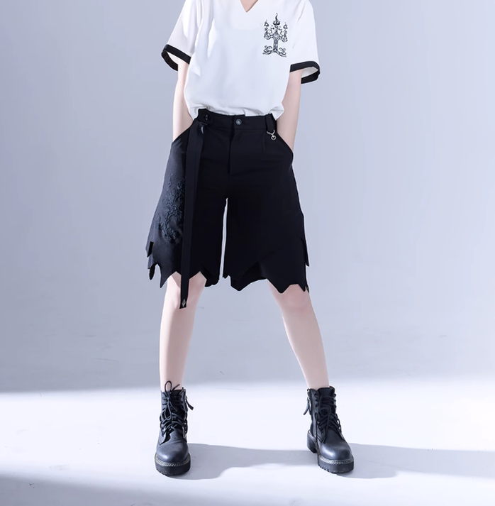 Princess Chronicles~Ouji Lolita Irregular Hem Black Shorts   