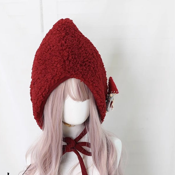 Xiaogui~Sweet Lolita Thick Christmas Hat Multicolors M dark red(with detachable Christmas kid)) 