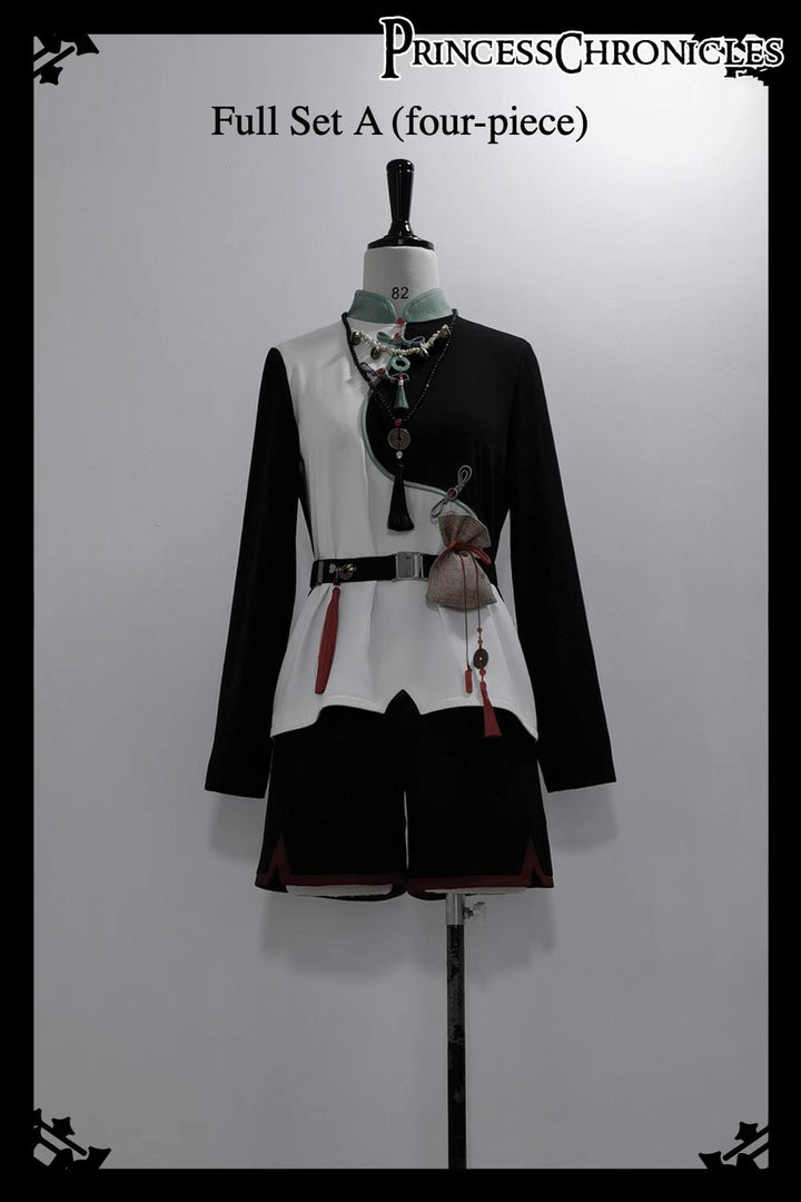 Princess Chronicles~Bamboo Panda~Han Lolita Shirt Full Set Chinese Style Unisex Set S Full Set A (4 pieces) 