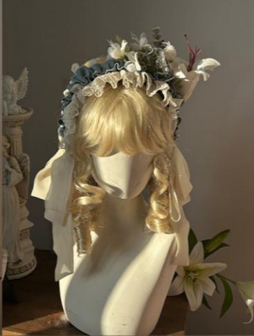 Moon gazing Lily - Classic Lolita Faux Lily Accessories KC Blue