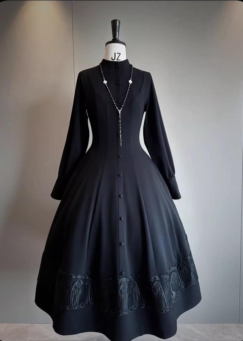 Susin Lolita~Normandy~Gothic Lolita Bust-Supporting JSK Nun Lolita OP Dress (L M S XL) 41698:716790