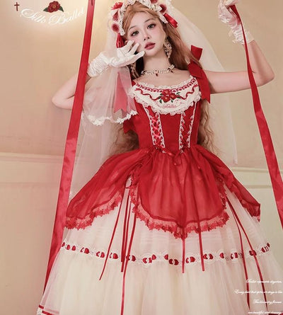 Flower and Pearl Box~Silk Ballet~Wedding Lolita JSK Dress Princess Ballet Dress   