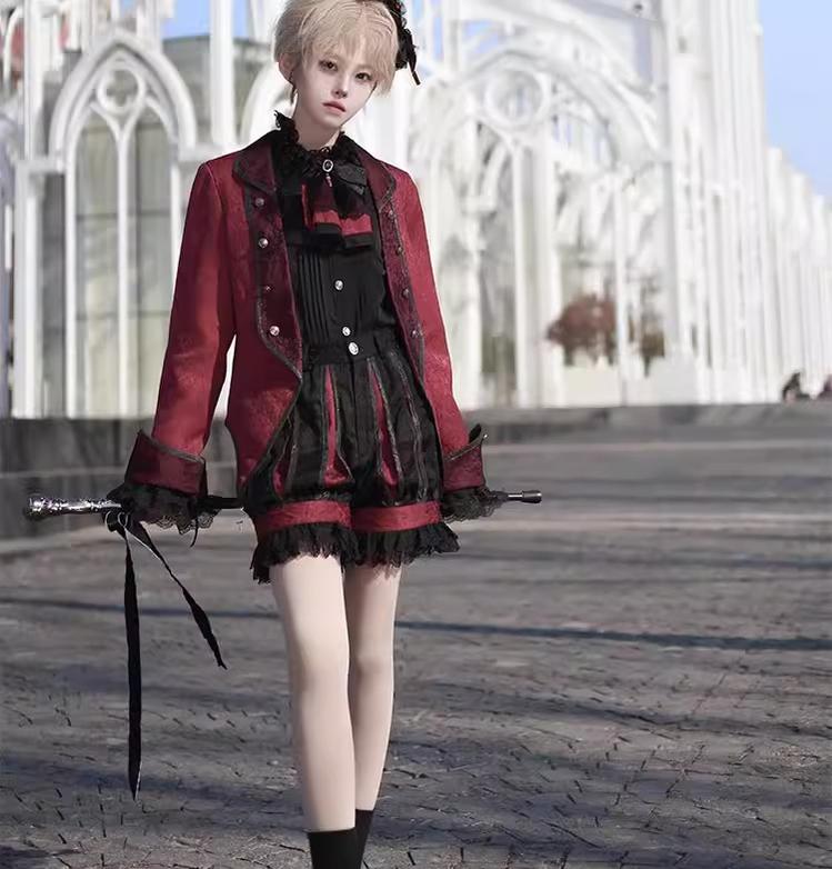 CastleToo~Coffin of Pilgrimage~Ouji Lolita Shorts Suits Prince Male Lolita Shirt   