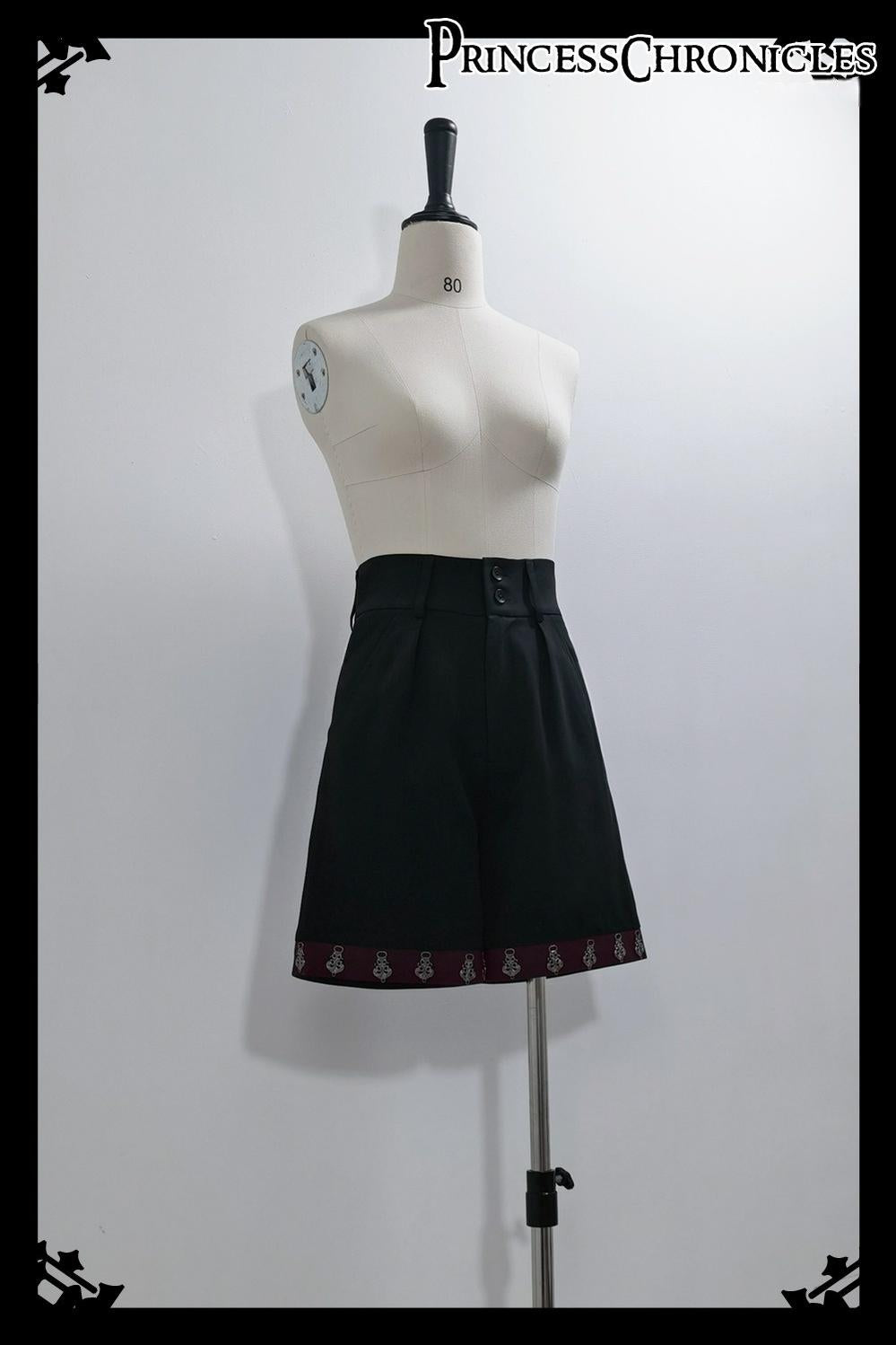 Princess Chronicles - Red and Black 4.0 - Ouji Lolita Shorts Outfit Long Vest Prince Blouse Shorts Only (in-stock) XS