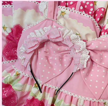 (Buyforme)Cheese Cat~Fashionable Lolita Bow Lace KC Multicolor Customized a white lace pink bow KC  