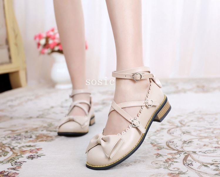 Sosic - Sweet Lolita Low Heel Shoes Multicolors 33 beige