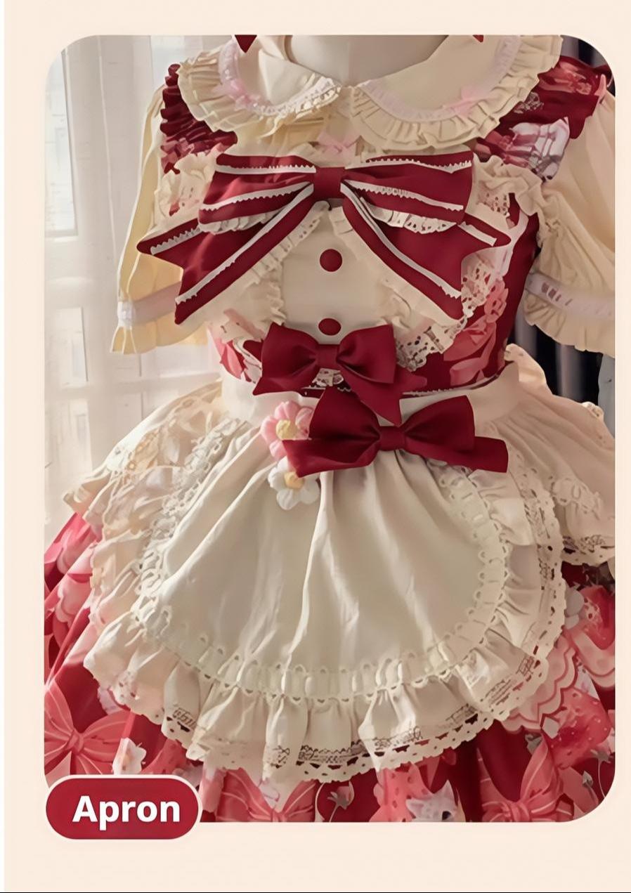 Mewroco~Strawberry Cat~Sweet Lolita Dress Suit JSK and Salopette with Cat Prints (L M S XL) 42105:734072