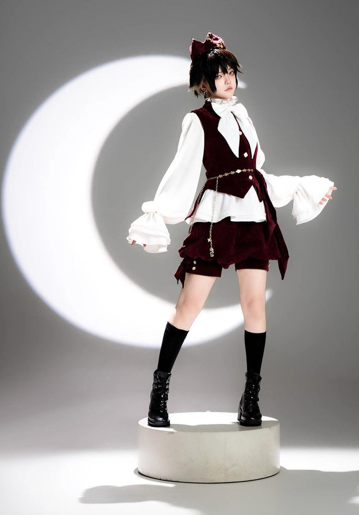 Princess Chronicles~Hare Hunter~Vintage Red Ouji Suit With Bunny Ear Hooded Jacket