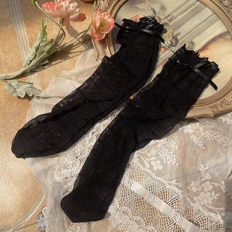 WAGUIR~Sweet Lolita Calf Socks Cute Bow Lolita Socks   