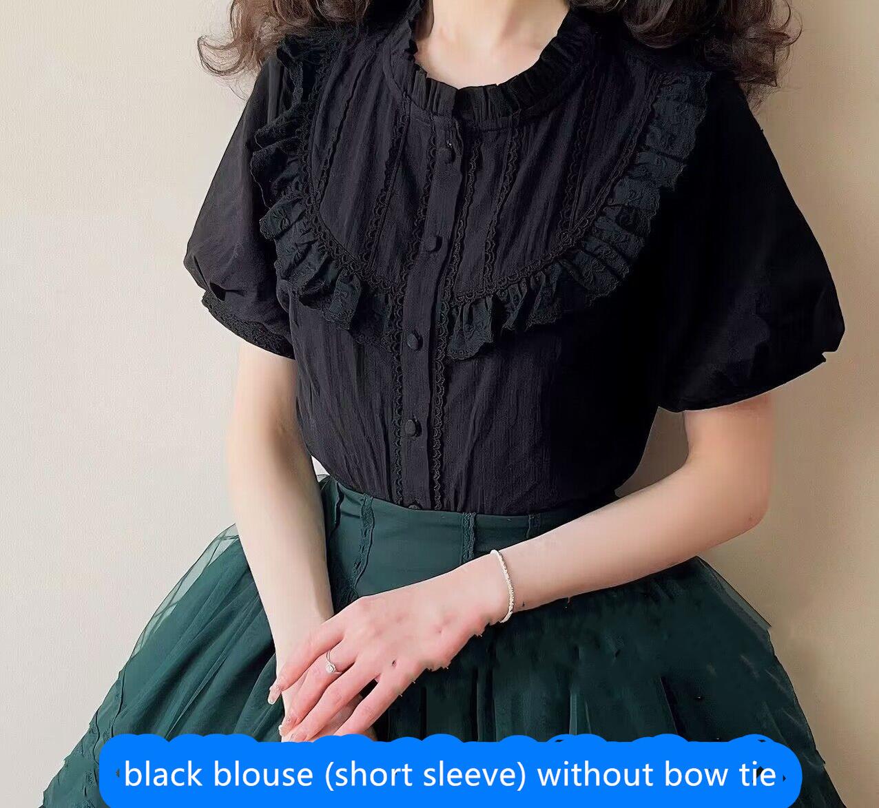 (Buyforme)Uncle Wall Original~Rich Girl~Elegant Lolita SK and Shirt S black blouse (short sleeve) 