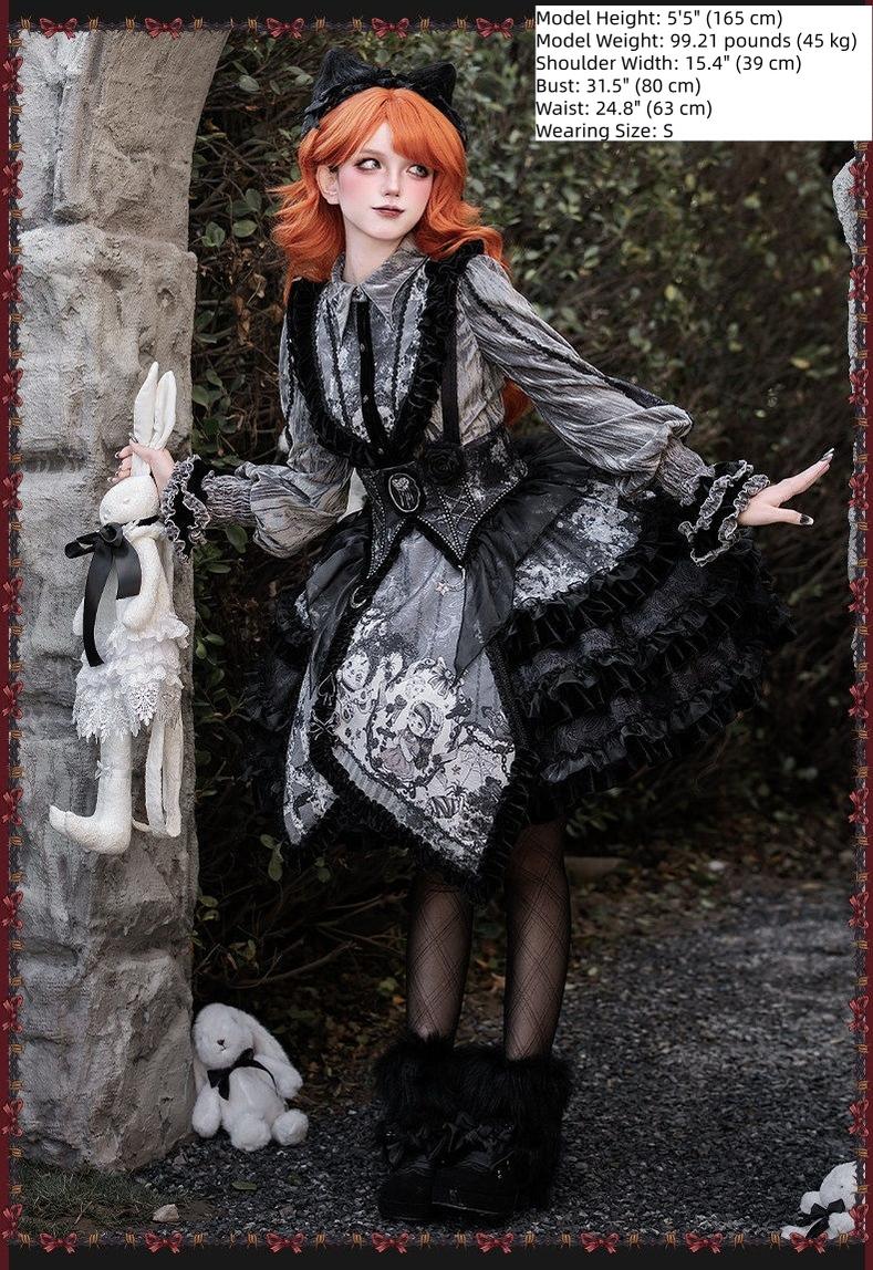 Werewolf Slayer - Gothic Lolita Shirt & Suspender SK Dress Set, Tiered Skirt 44541:812020