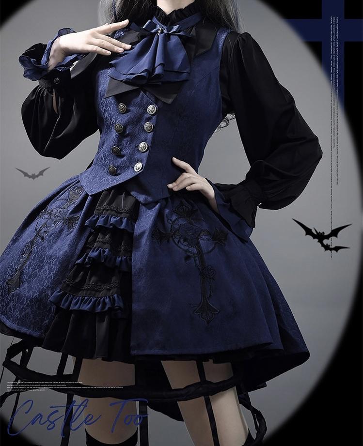 (BFM)CastleToo~Evil Twins~Ouji Lolita Dress Lolita Vest Shirt Shorts Skirt Set 32646:388700