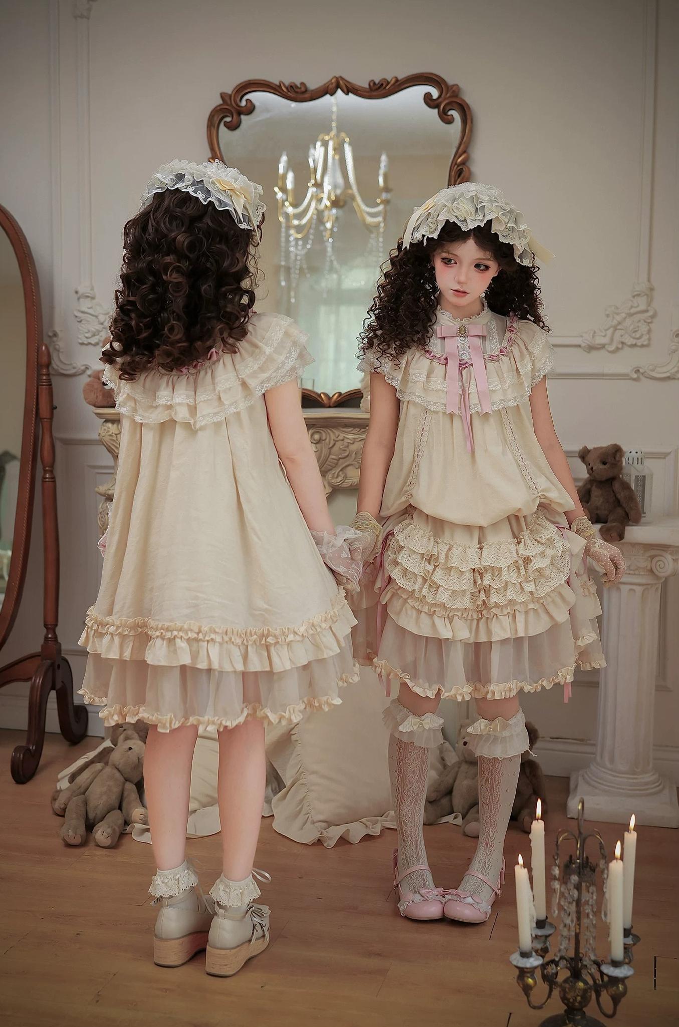 Lily's Dream - Cotton Lining Classic Lolita OP, Drawstring Liftable Hem 45539:855226