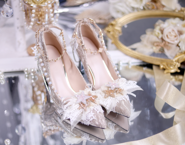 Sky Rabbit~Elegant Wedding Lolita Golden High Heel Shoes   